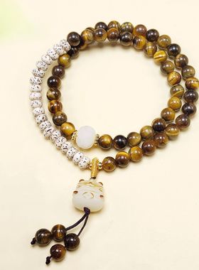 新中式星月菩提双圈手串红玛瑙叠戴手链百搭文玩佛珠手持饰品