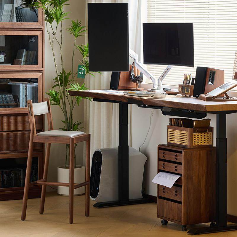 北美黑胡桃木吧台椅家用实木吧台凳靠背岛台高脚椅子吧椅北欧吧凳,淘宝优惠券,粉丝福利购,淘宝优惠卷