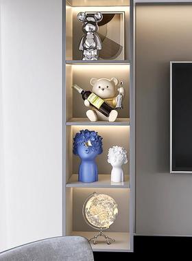 现代酒柜摆件暴力熊酒架创意玄关餐边柜玻璃客厅电视柜轻奢装饰品