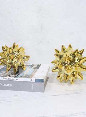 北欧轻奢金色刺球摆件家居饰品现代简约客厅电视柜样板房室内配饰