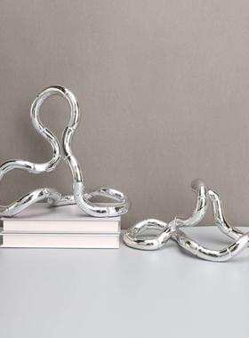 现代简约电镀莫比环艺术摆件客厅茶几电视柜样板间桌面家居装饰品