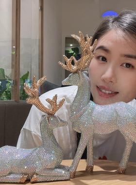 北欧风麋鹿摆件家居装饰品创意客厅酒柜办公室摆设简约轻奢工艺品