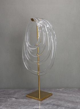 现代简约玻璃轻奢创意桌面家居客厅金属样板房间玄关软装饰品摆件