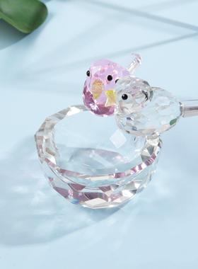 外贸萌鸟巢小饰品客厅入口粉色鸟饰品格纹儿童房装饰饰品