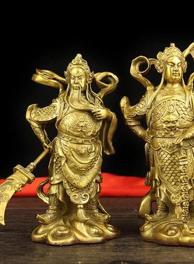 黄铜韦陀铜像菩萨摆件礼品韦陀伽蓝关公韦陀客厅公司装饰工艺品