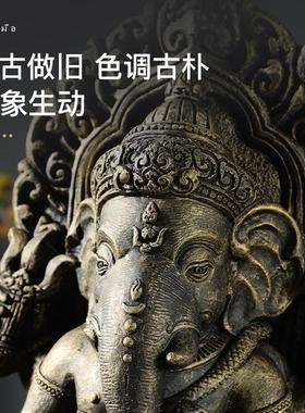 异丽东南亚风格大象摆件泰式会所酒店客厅玄关象神工艺品桌面摆设