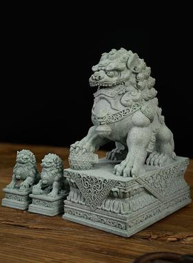 大门口石狮子一对看门镇宅庭院户外装饰风水摆件创意礼品开业送礼