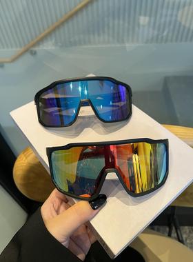 运动户外骑行太阳眼镜男女覆古连体墨镜黑大框登山滑雪防风护目镜