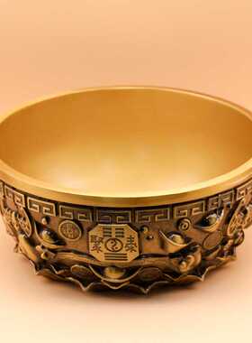 批聚宝盆摆件黄纯家用客厅装饰招聚铜制品工艺品财存钱罐铜器黄铜