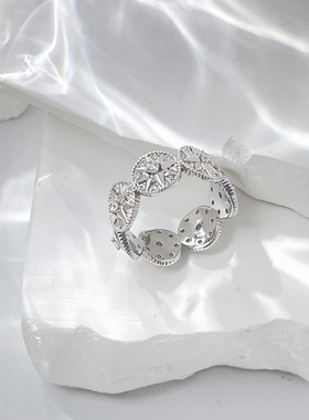 NANSHE/南奢 银色土星戒指气质轻奢法式 L769