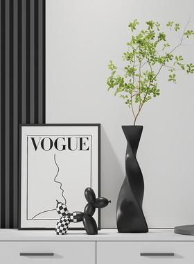 电视柜台面摆件插花瓶绿植高级感轻奢客厅壁龛悬空入户玄关装饰品