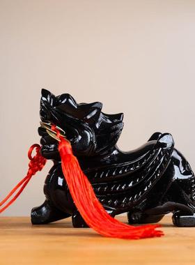 天然黑曜石貔貅摆件客厅招财聚财镇宅玄关旺财桌面礼品摆件