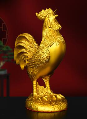 黄铜生肖公鸡摆件元宝鸡金鸡报晓家居生肖吉祥物客厅办公室装饰品