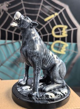 跨境新款万圣节黑猫黑狗骷髅家居室外车内装饰骷髅树脂摆件批发