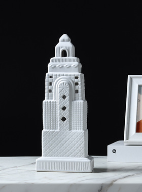 抽象大厦摆件现代北欧意式风抽象建筑陶瓷工艺品 家居软装饰品