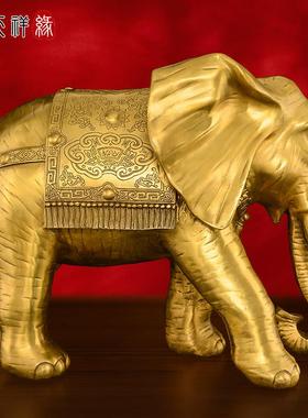 铜大象饰品一对，纯黄铜吸水大象，客厅，入口，办公室，公司，超