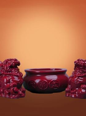 朱砂原矿貔貅摆件公母一对天然紫金招财聚财公司办公室客厅聚宝盆