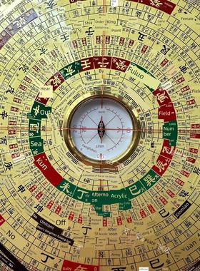 【正品】万福堂红外线8寸专业风水罗盘纯铜大字体三合一综合盘