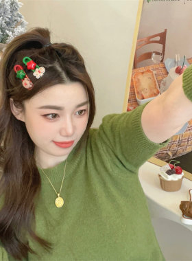 圣诞节可爱卡通发夹组合装甜美少女节日装扮刘海碎发边夹学生发饰