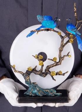 弗朗德轻奢家居饰品新中式玉石平安扣摆件高档送新人新婚结婚礼物