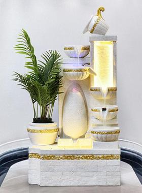 现代客厅流水摆件前台招财鱼池玄关造景循环水庭院喷泉落地装饰