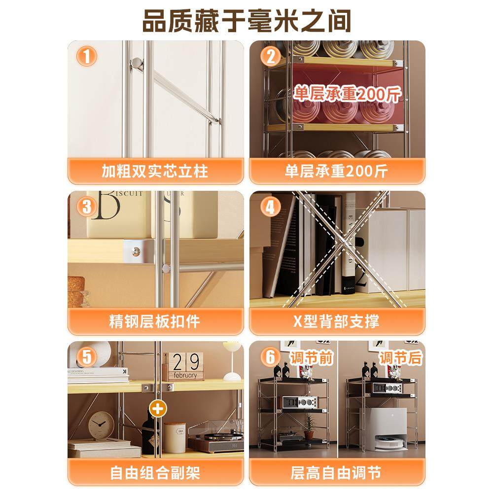 置物架落地原木风书架仓储货架客厅阳台架子厨房展示架家用储物架,淘宝优惠券,粉丝福利购,淘宝优惠卷