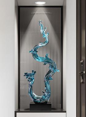 风生水起轻奢高档大摆件玄关造景客厅入户进门入门高装饰品高级感