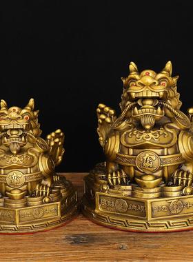 铜貔貅摆件黄铜飞天貔恘八卦皮丘家居客厅办公室店铺装饰开业礼品