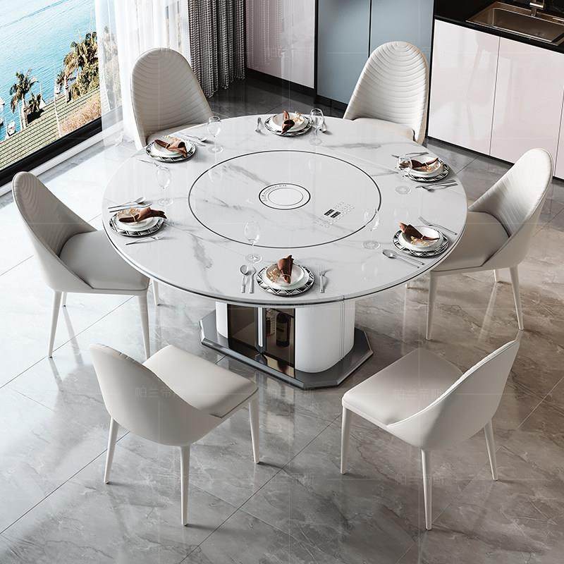 国家补贴2025新款岩板圆形餐桌伸缩餐桌带电磁炉暖菜转盘家用餐桌,淘宝优惠券,粉丝福利购,淘宝优惠卷
