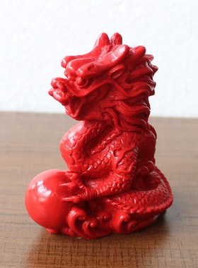 天然原矿石料朱砂家居客厅玄关桌面小摆件十二12生肖龙飞龙在天