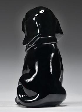 黑色陶瓷狗摆件可爱十二生肖小狗狗吉祥物旺财客厅房屋补角装饰品