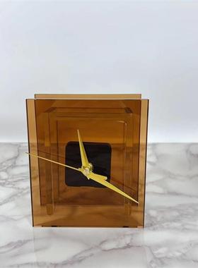 现代轻奢样板间卧室床头柜水晶时钟花器摆件桌面客厅玄关软装饰品