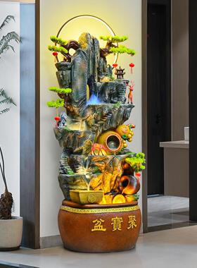 假山流水喷泉循环水景摆件客厅招财聚宝盆落地风水轮玄关开业装饰
