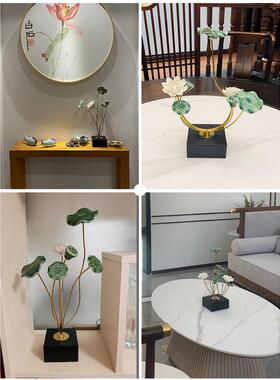 新型中国风荷花装饰桌面模拟花艺无障碍豪华陶瓷荷花中国风入口茶