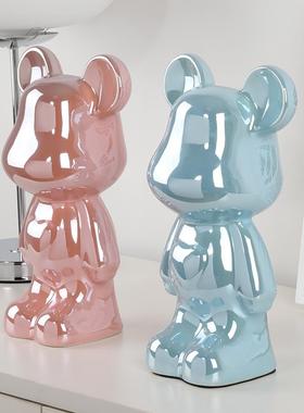 网红暴力熊存钱罐电镀轻奢高档客厅室内房间电视柜家居饰品小摆件