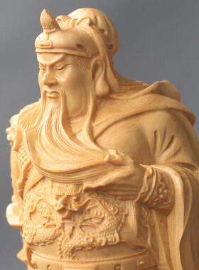 黄杨木雕家居玄关摆件木饰品木质雕刻武财神立松关公工艺品