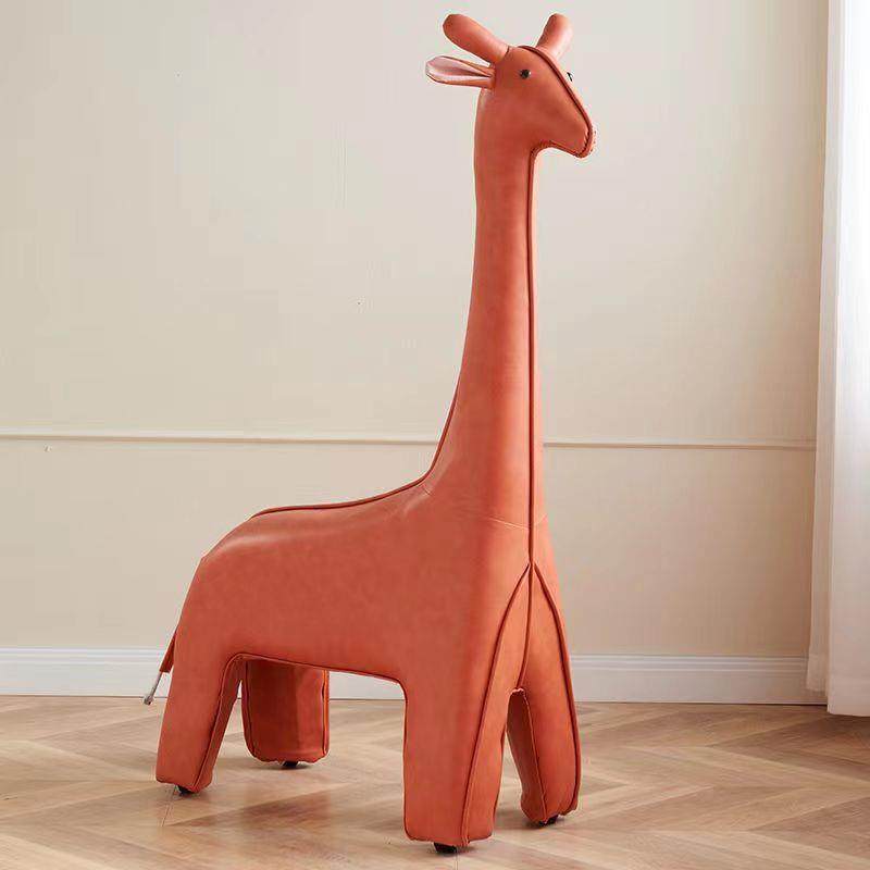 ?长鹿坐凳儿童发网红卡动物通凳EMK子颈萌宠皮革质小沙鹿座椅客厅,淘宝优惠券,粉丝福利购,淘宝优惠卷