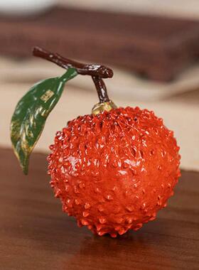 朱炳仁铜 喜得红利 铜荔枝摆件客厅桌面装饰品荔枝茶宠茶玩礼品