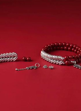 仿朱砂银手链多圈手串镀纯银大麦女高仿镀银麦穗手链朱砂大麦