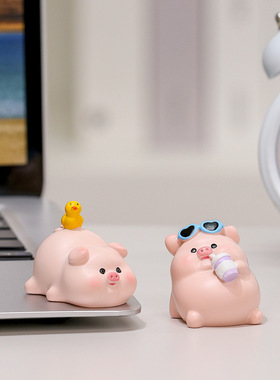 创意可爱小猪猪家居摆件萌趣卡通公仔打工人桌面装饰品送同事