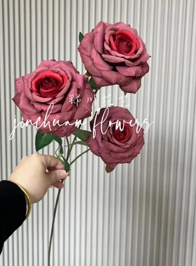 3头钻石玫瑰  婚庆玫瑰仿真花婚礼堂引路装饰插花家居酒店摆件