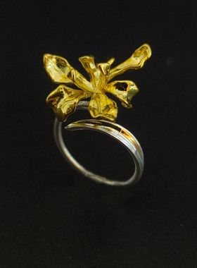 鸢尾花优雅气质立体玉兰花朵戒指可调节中国风轻奢小众设计文艺