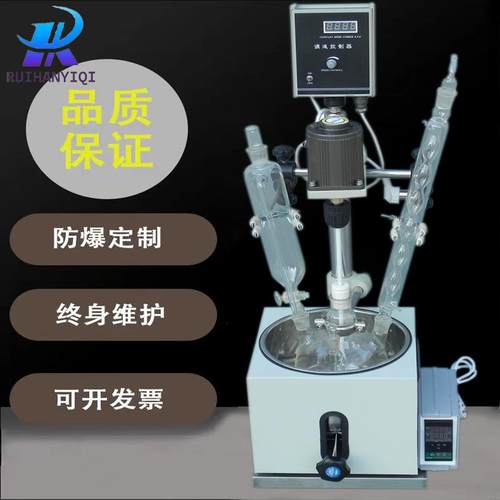 防爆数显小型郑州瑞涵1L2L3L5L单层玻璃反应釜厂家保障 - 图0