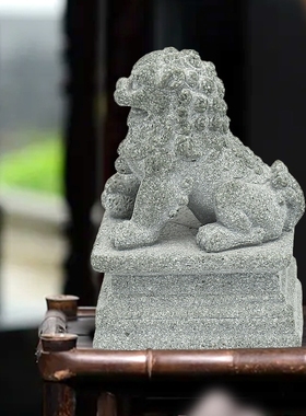 招财石狮子摆件一对门口看门  吉祥物家居桌面鱼缸造景装饰礼品