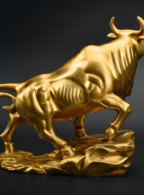 铜牛摆件纯铜牛金牛工艺品办公室高档高级摆件华尔街牛气冲天