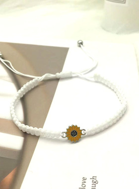 2025新款手工编织雏菊太阳花定制滴油友谊手链批发精美串珠礼品