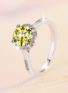 工厂直供新款纯银情侣微镶莫桑石情侣对戒D色四爪镶石潮流饰品