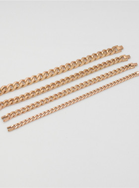 2020国内外流行爆款单织四面磨机器链不锈钢全光面手链18K玫瑰金