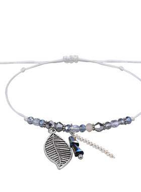 2025复古时尚水晶树叶手链三件套精致编织配饰百搭闪亮新风尚