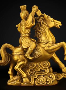 纯铜马上封侯摆件马上猴拿印猴手拿令旗生肖猴客厅书房办公室装饰